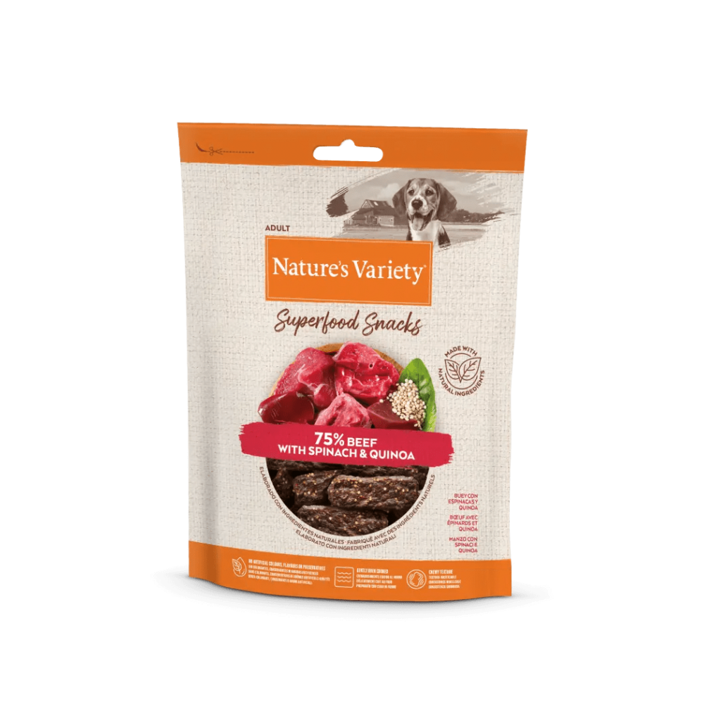 NATURE'S VARIETY CAO SUPERFOOD SNACKS  VACA (8X85G)