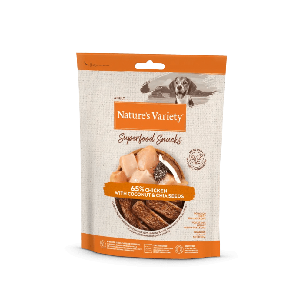 NATURE'S VARIETY CAO SUPERFOOD SNACKS FRANGO (8X85G)