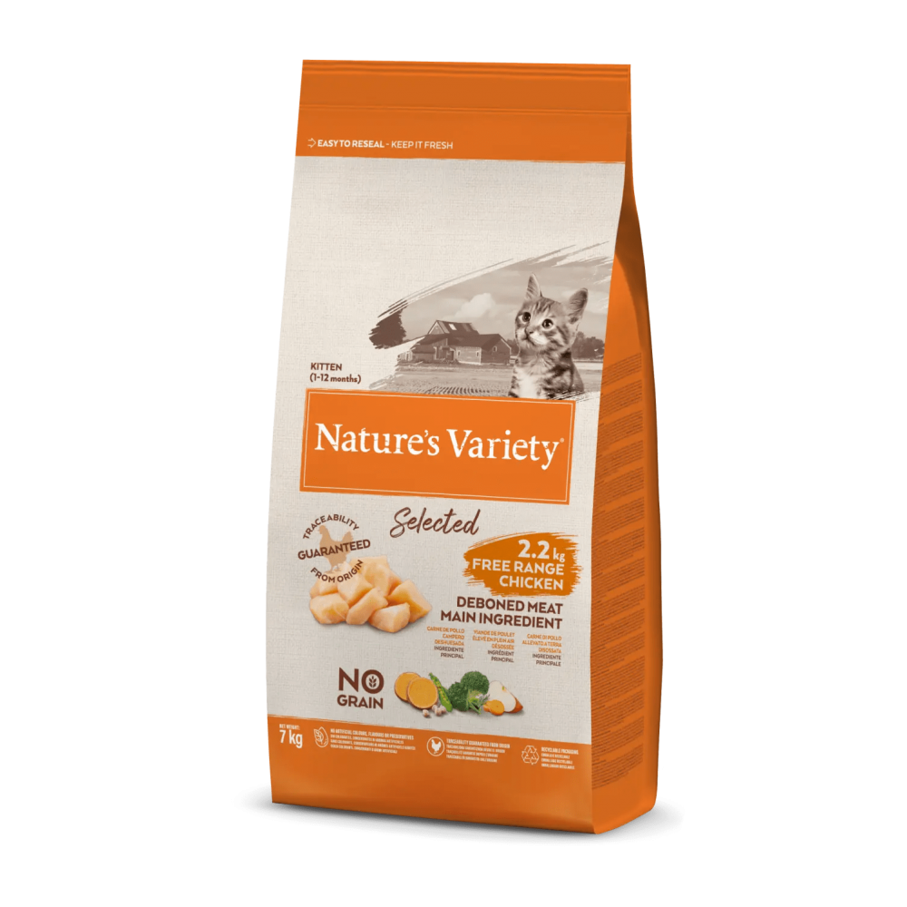NATURE'S VARIETY SELECTED  GATINHOS (KITTEN) NO GRAIN FRANGO DO CAMPO - 7KG