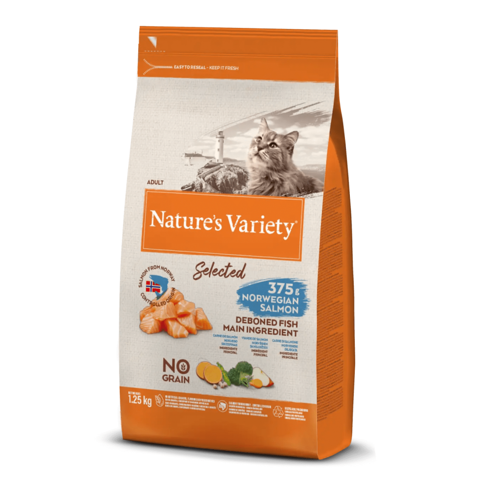 NATURE'S VARIETY SELECTED  GATO ADULTO NO GRAIN SALMÃO DA NORUEGA - 1,25KG