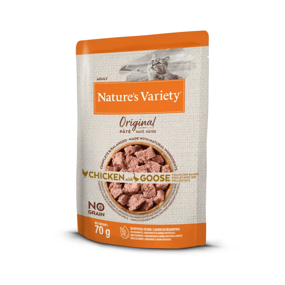 NATURE'S VARIETY ORIGINAL GATO WET NO GRAIN FRANGO COM GANSO  ( 12X70G)
