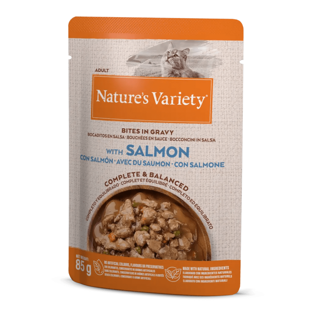 NATURE'S VARIETY ORIGINAL GATO WET PEDAÇOS COM MOLHO  SALMÃO  ( 22X85G)