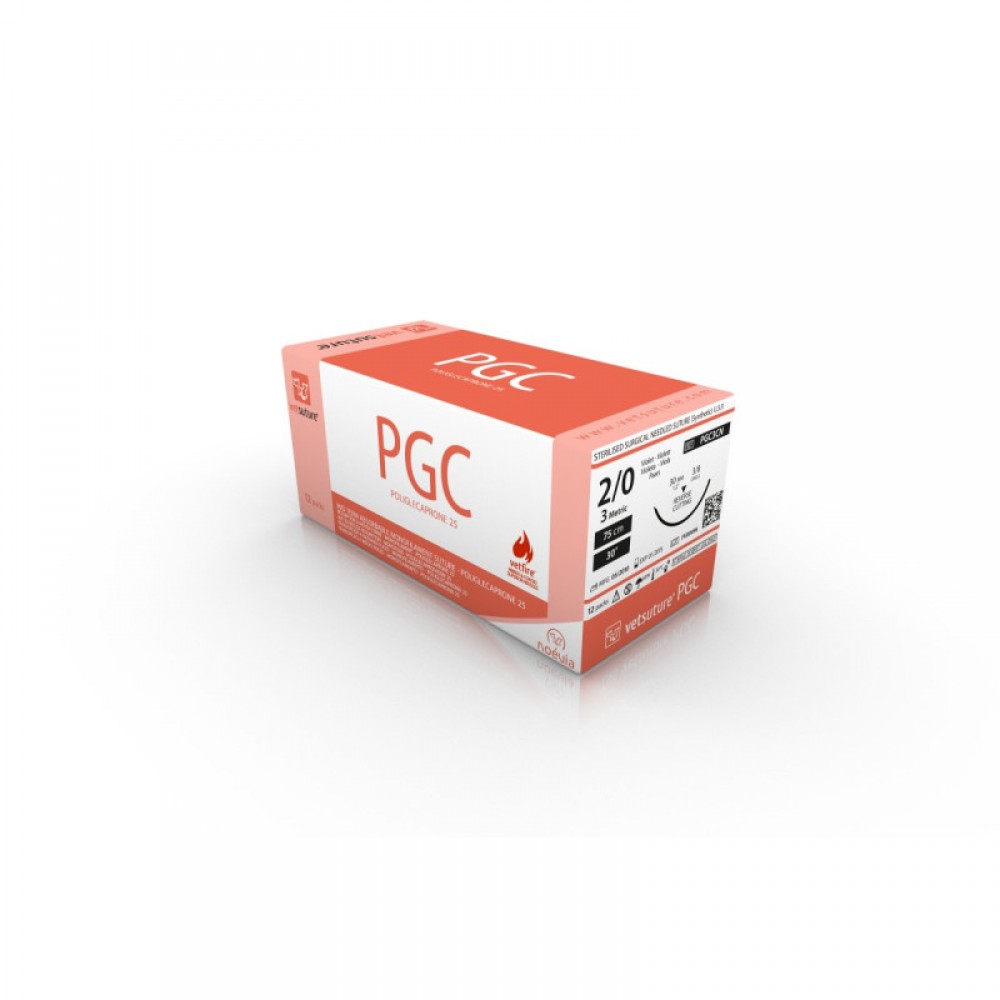 VETSUTURE PGC25 3/0 (2) AGULHA TRIANGULAR 75CM (CX 12 UNID)