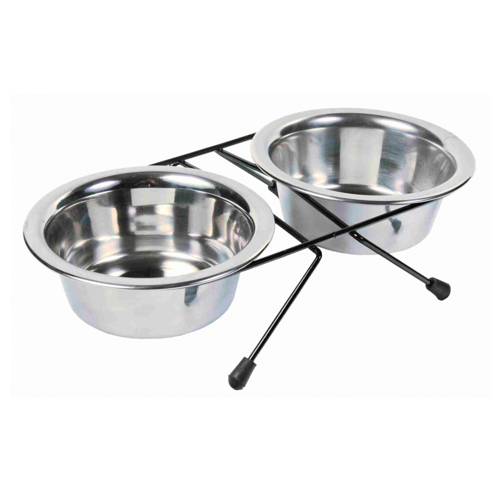 TRIXIE SUPORTE DUPLO C/ 2 COMEDOUROS EM INOX 0.75LT