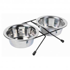 TRIXIE SUPORTE DUPLO C/ 2 COMEDOUROS EM INOX 1.8 LT