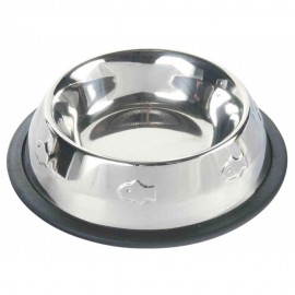 TRIXIE COMEDOURO INOX ANTI-DERRAP. C/ MOTIVOS P/ GATOS 0,2 LT