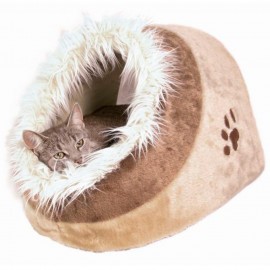 TRIXIE IGLOO "MINOU" EM PELUCIA (BEGE/CASTANHO) 41X30X50 CM