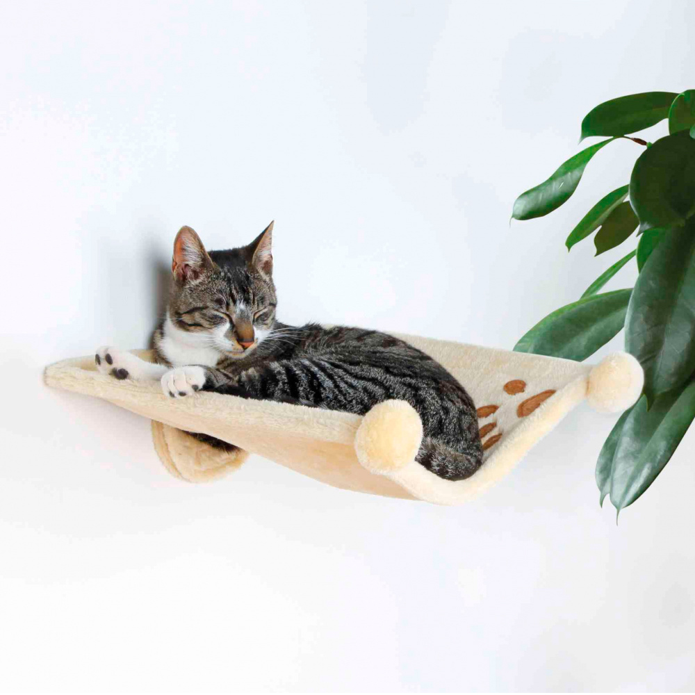 TRIXIE HAMMOCK P/ GATOS C/ APLICAÇAO P/ PAREDE (BEGE)