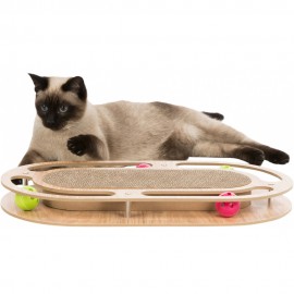 ARRANHADOR EM CARTÃO/MADEIRA COM BRINQUEDOS E CATNIP - ARRANHADOR COMPLETO