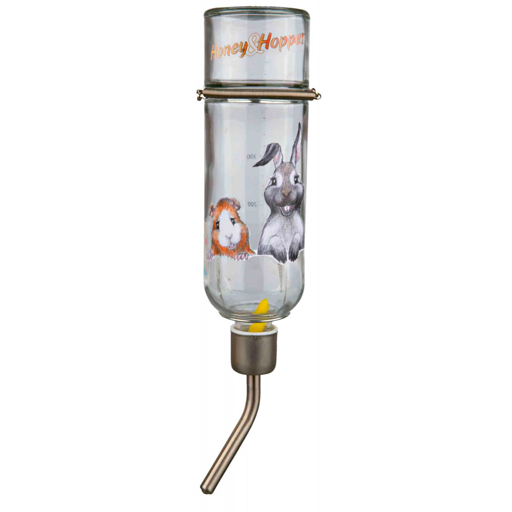 BEBEDOURO DE ESFERA EM VIDRO HONEY & HOPPER PARA CHINCHILAS E COELHOS - 500ML